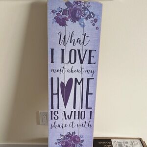 Purple Floral Home Wall Decor Sign